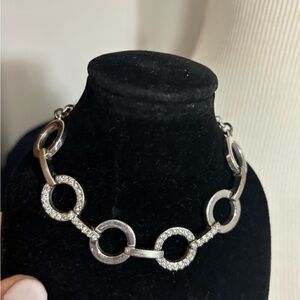 SWAROVSKI Circle Clear Crystal Bracelet Toggle Silver Tone